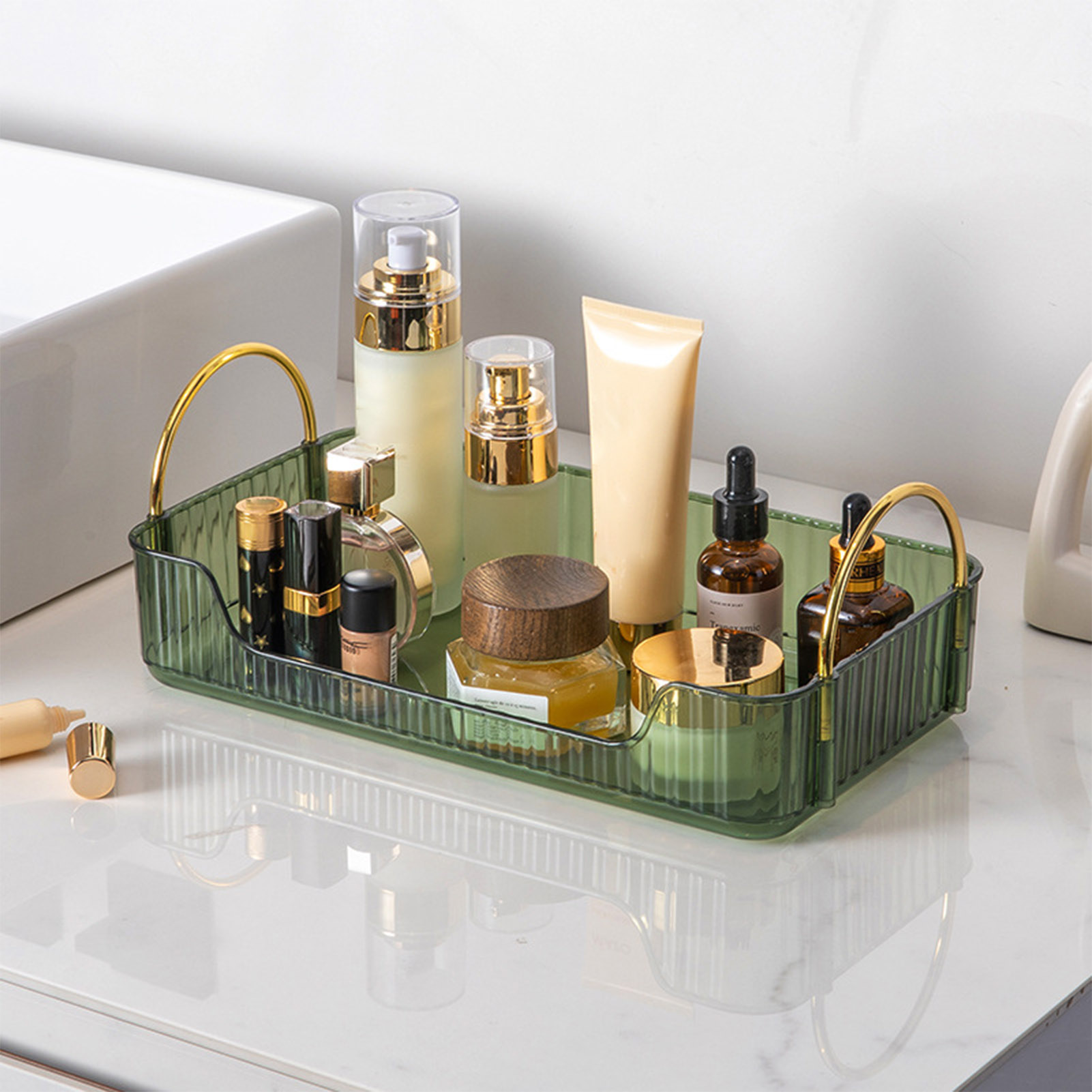 Luxury Skincare Tray - Bathroom Organizer Rack Light Luxury Acrylic