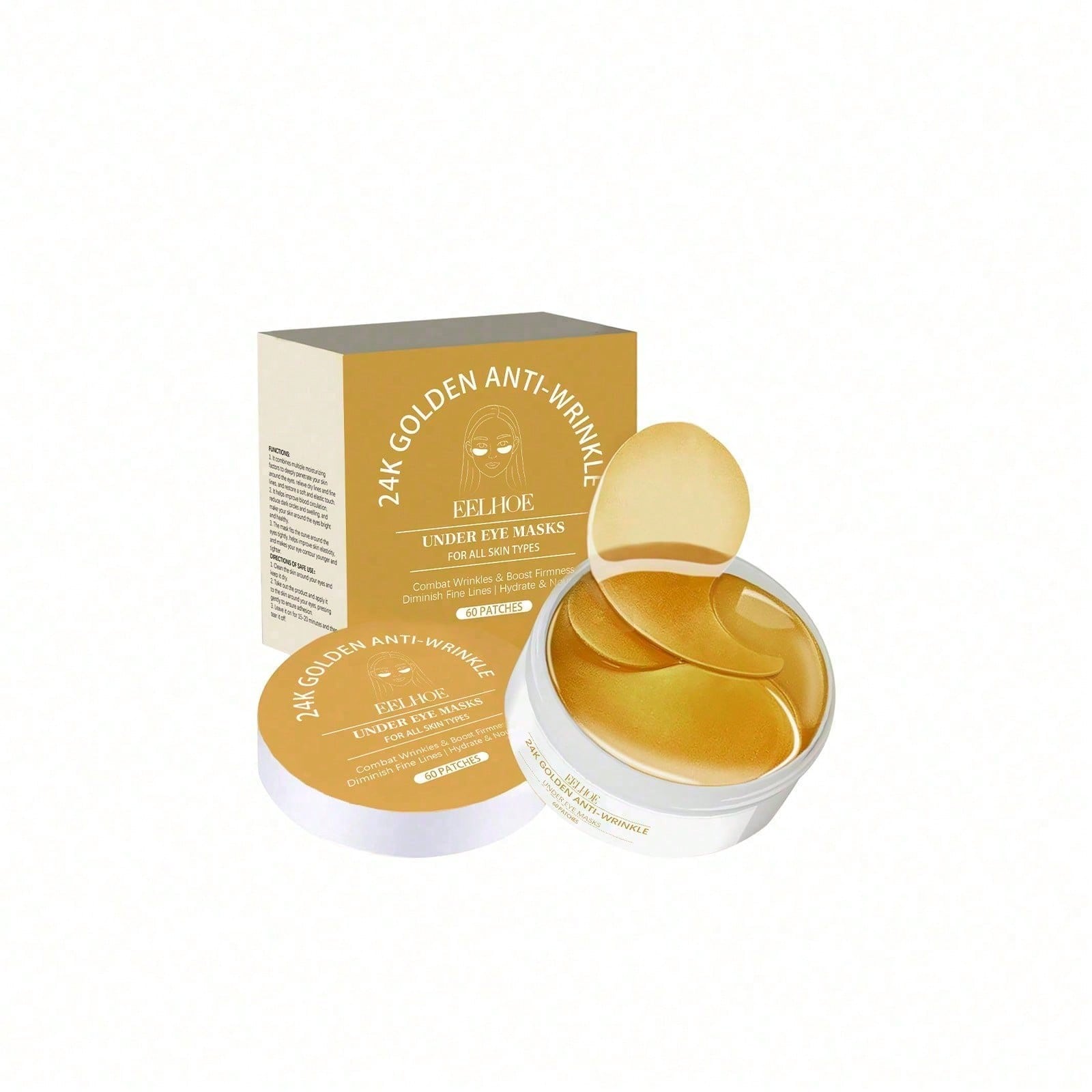 Luxury Skincare Mask - 24K Gold Eye Mask, 60 Count