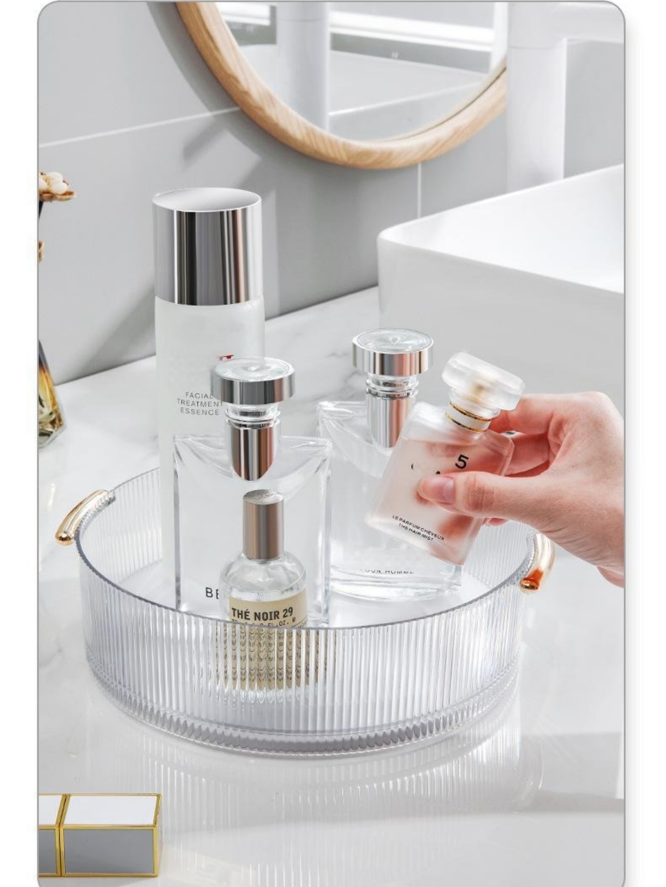 Vertical Ribbed Transparent Ma - đánh giá và giá Luxury Skincare Tray